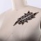 1 Applique 6.75" Champagne Leaf Black Silver Rhinestone for Dressmaking and Costumes